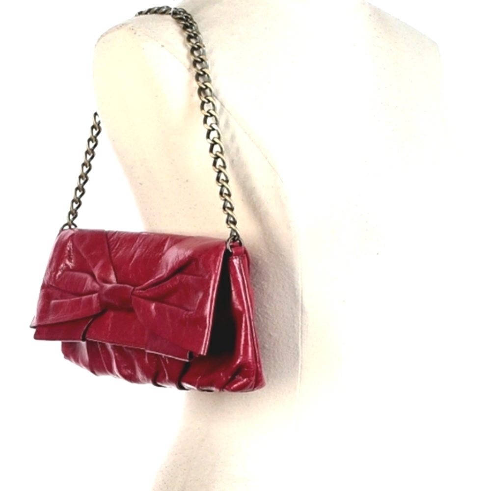 HOBO Int'l Pink Leather Shoulder Purse & Clutch with Bow
